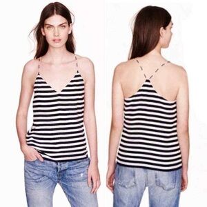 J. Crew Navy and White Striped Silk Tank Top